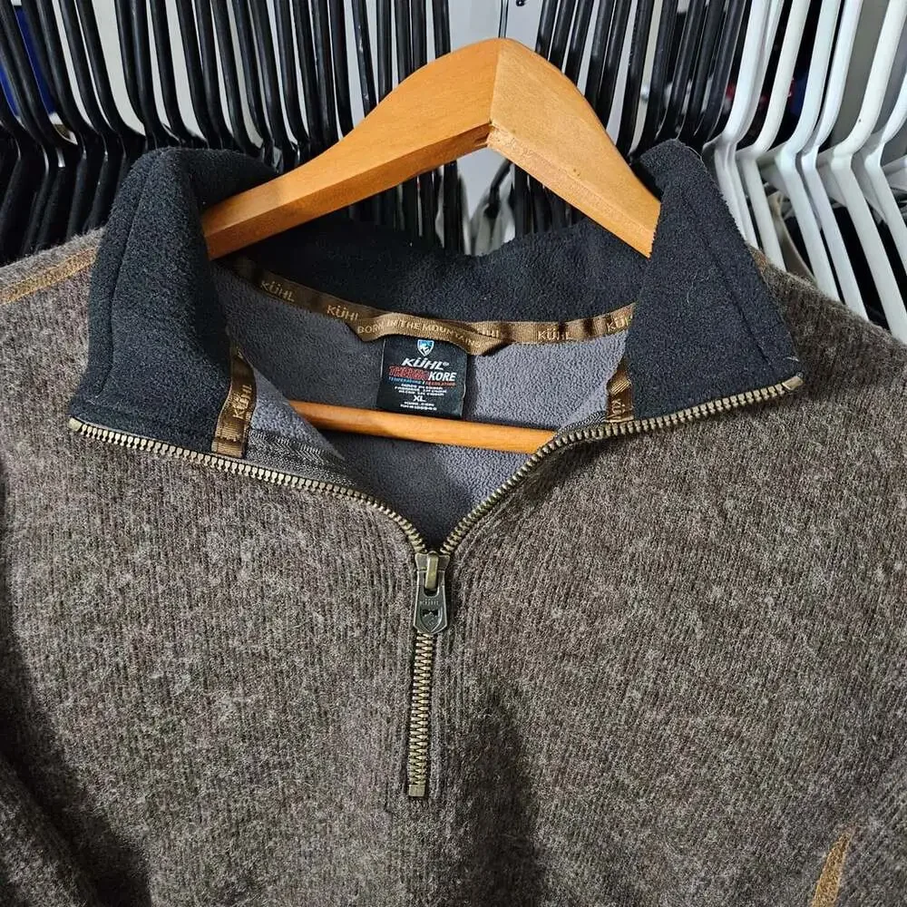 Kuhl Thor 1/4 Zip Pullover Size XL Brown ThermoKore Fleece